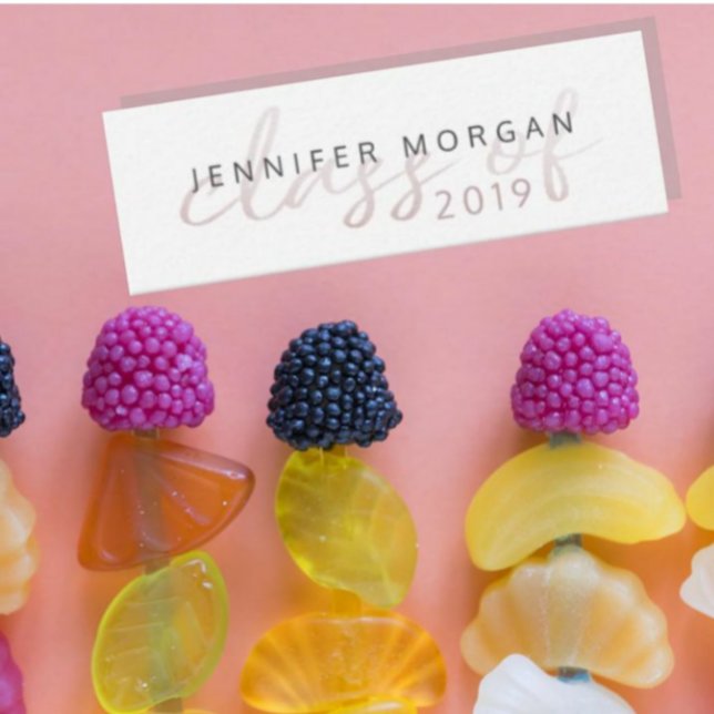 Rose Gold Whimsical Script | Graduation Name Card (Creator Uploaded)