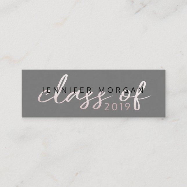 Rose Gold Whimsical Script | Graduation Name Card (Front)