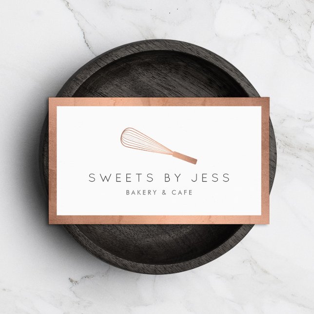 Rose Gold Whisk Bakery Business Card (Creator Uploaded)