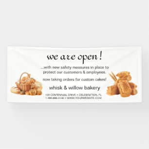 Rose Gold Whisk Bakery Business Reopening Banner