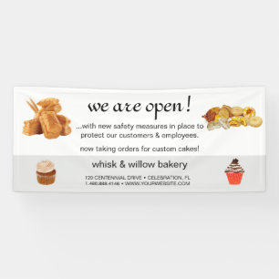 Rose Gold Whisk Bakery Business Reopening Banner