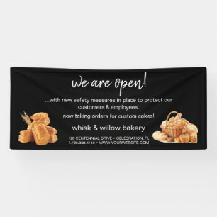Rose Gold Whisk Bakery Business Reopening Banner