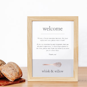 Rose Gold Whisk Bakery Covid Safety Welcome Poster