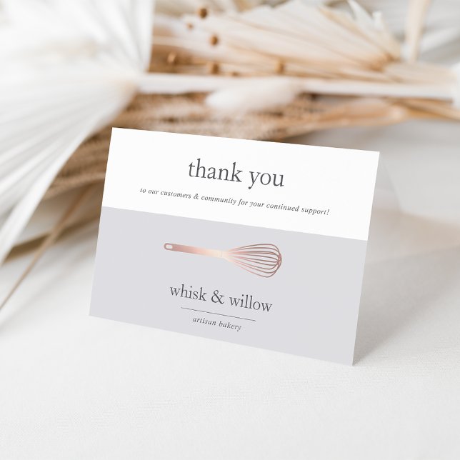 Rose Gold Whisk | Bakery or Caterer Business Thank You Card (Creator Uploaded)