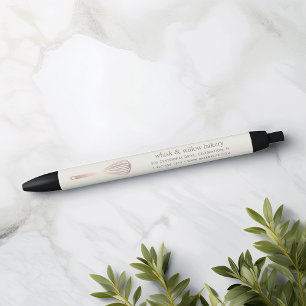 Rose Gold Whisk Bakery or Catering Business Black Ink Pen
