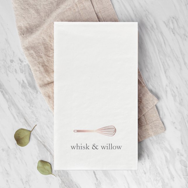 Rose Gold Whisk | Bakery or Catering Company Name Napkin (Creator Uploaded)