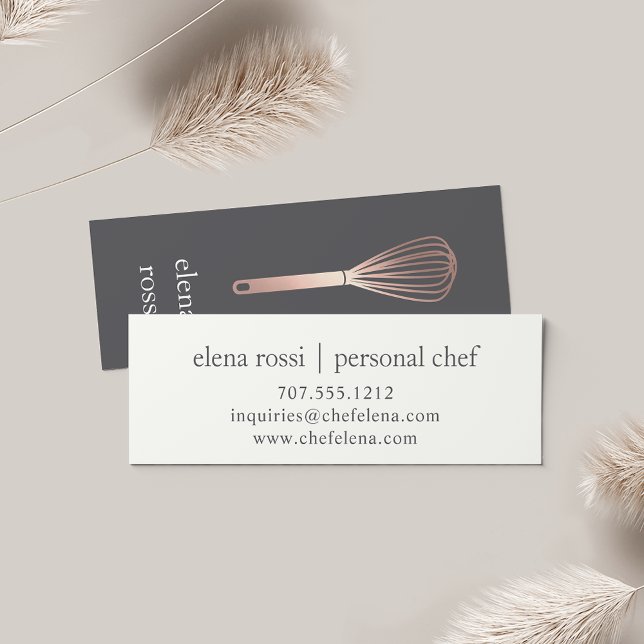 Rose Gold Whisk Logo | Chef Catering Bakery Mini Business Card (Creator Uploaded)