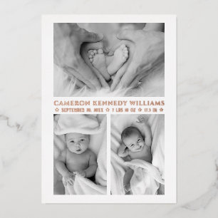 Rose Gold White 3 Photo Hello Baby Newborn Birth