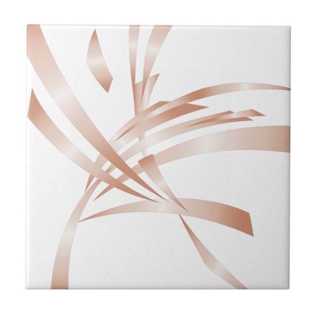 Rose Gold White Abstract Art Tile (Front)