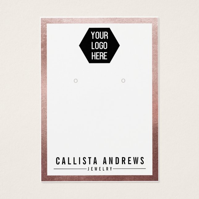 Rose Gold White Border Logo Earring Display Card (Front)