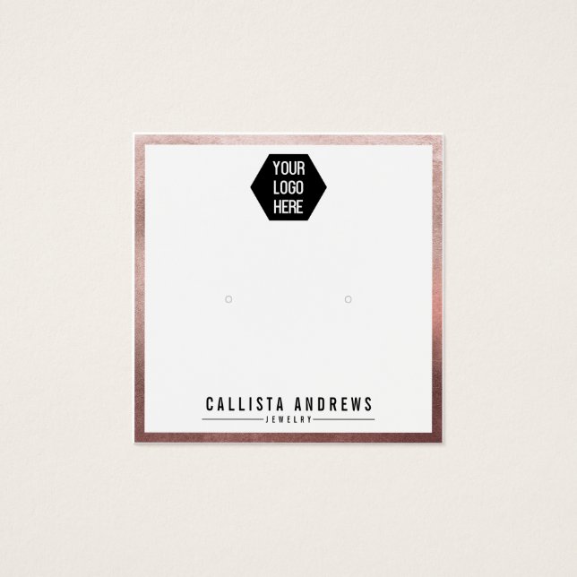 Rose Gold White Border Logo Earring Display Card (Front)