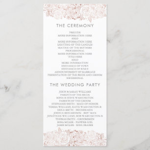 Rose Gold & White   Chic Floral Wedding Program Programme