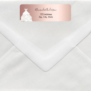 Rose gold white dress return address label