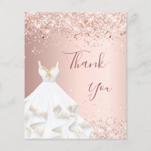 Rose gold white dress thank you card