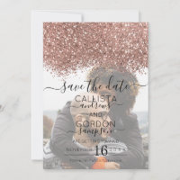 Rose Gold White Glitter Confetti Photo Wedding