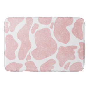 Rose Gold white Large Cow Spots Animal Pattern Bath Mat