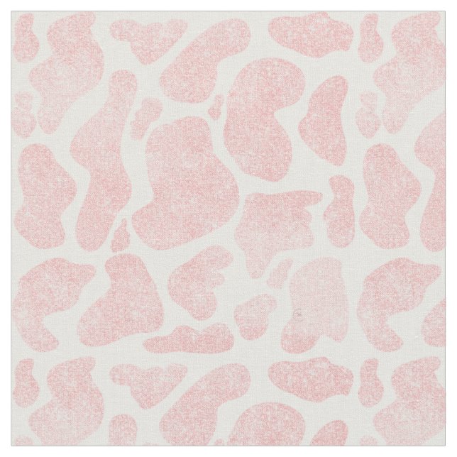 Rose Gold white Large Cow Spots Animal Pattern Fabric (Close Up)