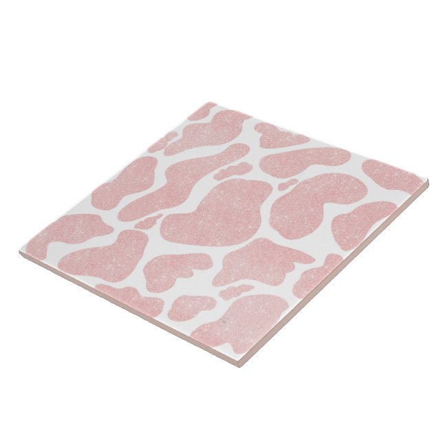 Rose Gold white Large Cow Spots Animal Pattern Tile (Side)