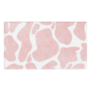 Rose Gold white Large Cow Spots Animal Print Name Tag