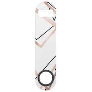 Rose Gold White Linear Triangle Abstract Pattern