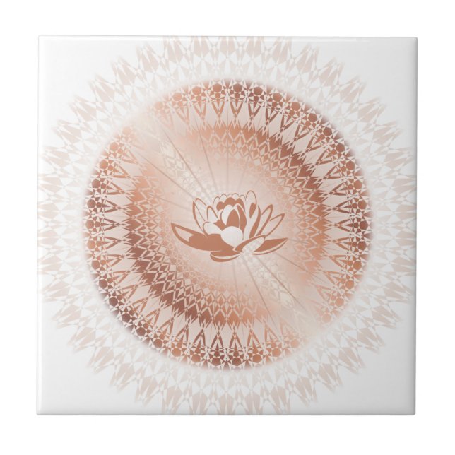 Rose Gold White Lotus Mandala Tile (Front)
