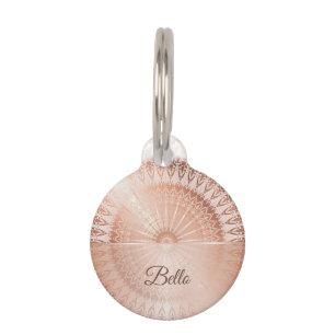 Rose Gold White Mandala Personalise Pet Tag