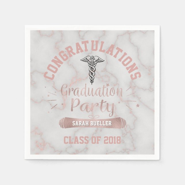 Rose Gold White Marble 2018 Nurse Graduation Party Napkin (Front)