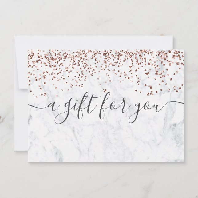 Rose gold white marble elegant gift certificate (Front)