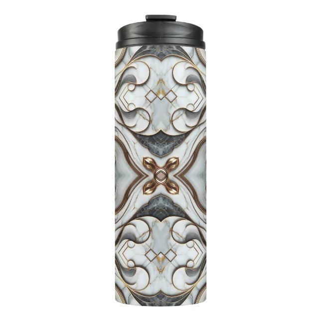 Rose Gold White Marble Luxurious Glam Thermal Tumbler (Front)