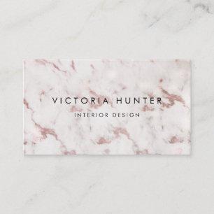 Rose Gold White Marble Simple Typography Business Card