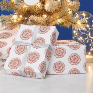 Rose Gold White Peppermints Christmas   Wrapping Paper