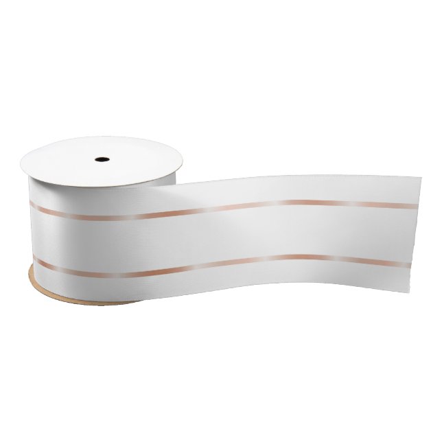 Rose Gold White Stripes Satin Ribbon (Spool)