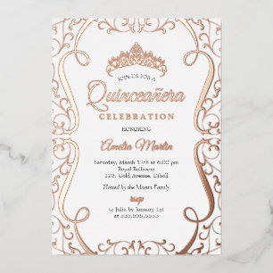Rose Gold White Swirl Elegant Quinceanera 