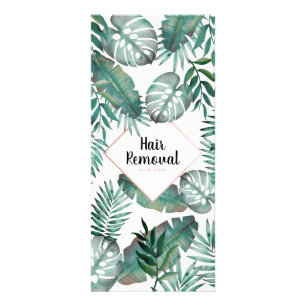 Rose gold white tropical price list salon services rack card