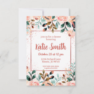 Rose Gold Wildflower Shower Invitation