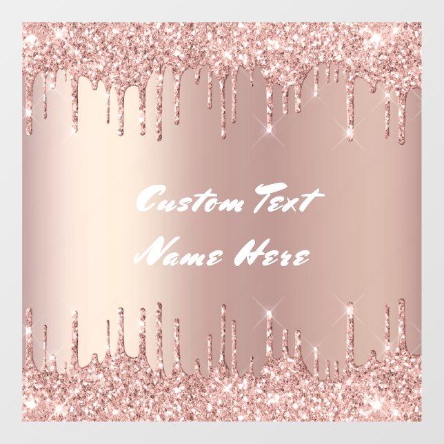 Rose Gold Window Cling Custom Text Name (Sheet)
