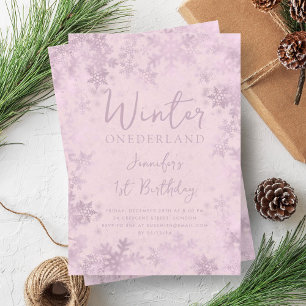 Rose Gold Winter ONEDERLAND 1st Birthday Blush Invitation