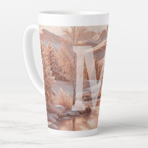 Rose Gold Winter Wonderland Landscape Frozen Latte Mug