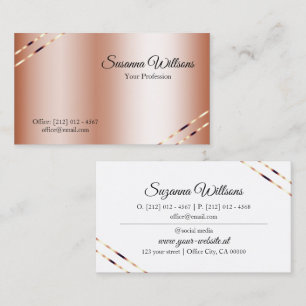Rose Gold with Shimmery Lines Classy and Elegant Business Card