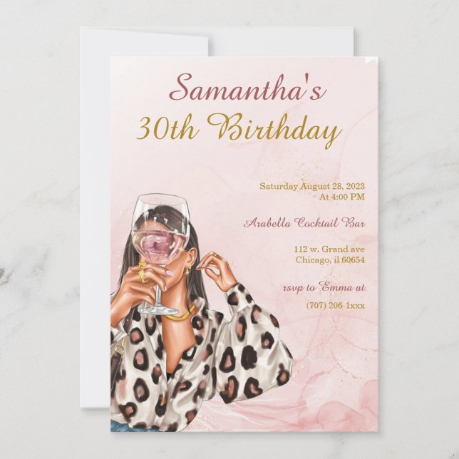 Rose Gold Woman Birthday Invitation (Front)