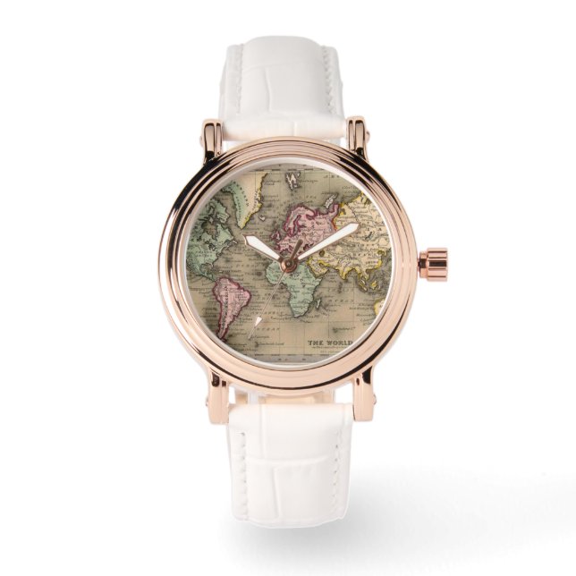rose gold world map watch (Front)