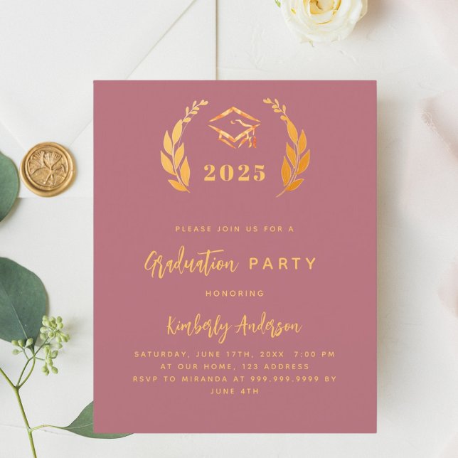 Rose gold wreath 2025 Graduation Party invitation (Creator Uploaded)