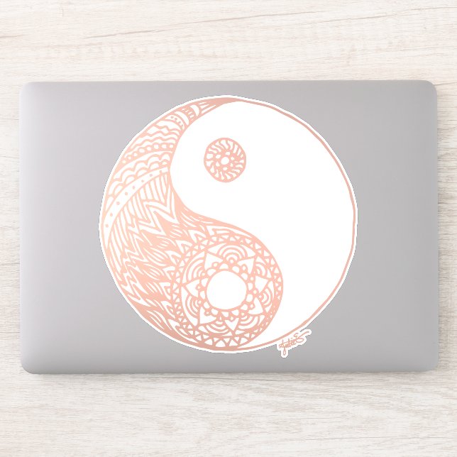 Rose Gold Yin Yang Doodle Art Patterns (Computer)