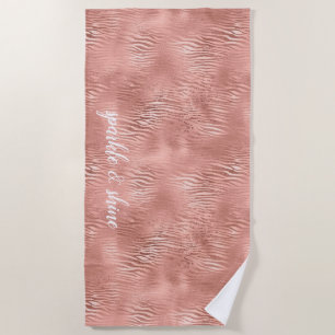 Rose Gold Zebra Print Beach Towel