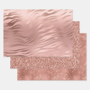 Rose Gold Zebra Print Wrapping Paper Sheet
