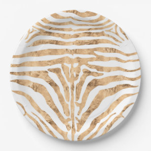 Rose gold zebra skin pattern paper plate