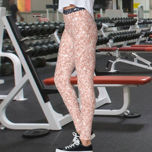 Rose Golden Black Shiny Glitter Seamless Pattern Leggings