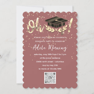 Rose Golden Confetti Graduate Party QR Code Invitation