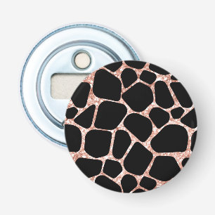 Rose Golden Glitter Black Spots Safari Cheetah Bottle Opener