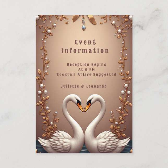💍 Rose Golden Swan Wedding Details Insert Theme🌸 (Front)